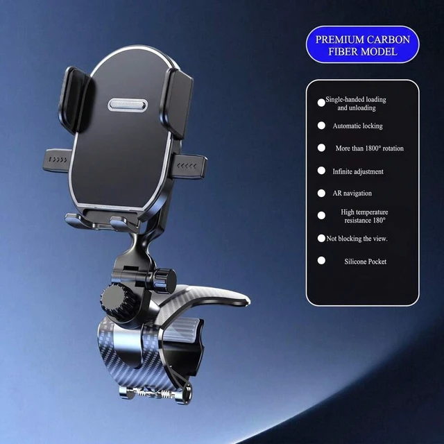 Alt view image 7 of 7 - Bks Universal Car Phone Holder 360° Rotating Gravity Mount With Adjustable Clip, Auto-Lock One-Hand Operation, Non-Blocking View, Fits 4.0-7.0 Inch Phones, For Dashboard Visor Use,Alligator Clip Car