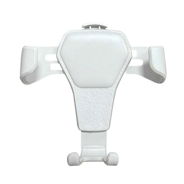Alt view image 2 of 3 - Bks White Leather Texture Car Phone Holder Gravity Air Vent Mount Anti-Drop Anti-Shake Universal Fit