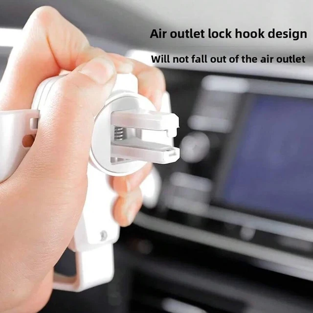 Alt view image 3 of 3 - Bks White Leather Texture Car Phone Holder Gravity Air Vent Mount Anti-Drop Anti-Shake Universal Fit