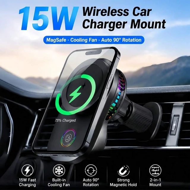 Alt view image 4 of 7 - Bks Magnetic Wireless Car Charger, Fast Charging Phone Holder, Universal Mount for iPhone Samsung