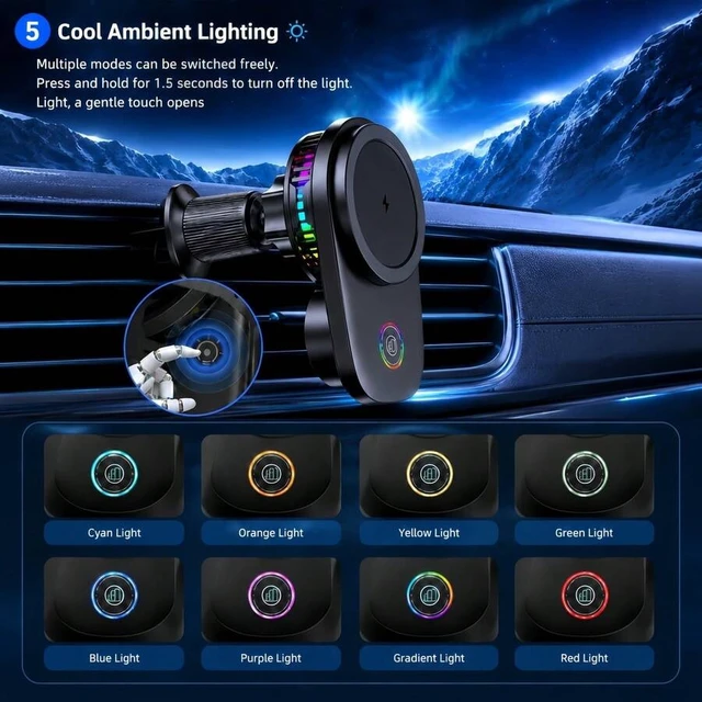 Alt view image 5 of 7 - Bks Magnetic Wireless Car Charger, Fast Charging Phone Holder, Universal Mount for iPhone Samsung
