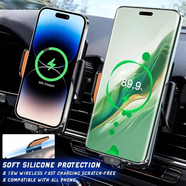 Alt view image 3 of 7 - Bks 66W Fast Wireless Car Charger Magnetic Phone Mount Auto Sensor Clamping Rotating Holder for iPhone Android