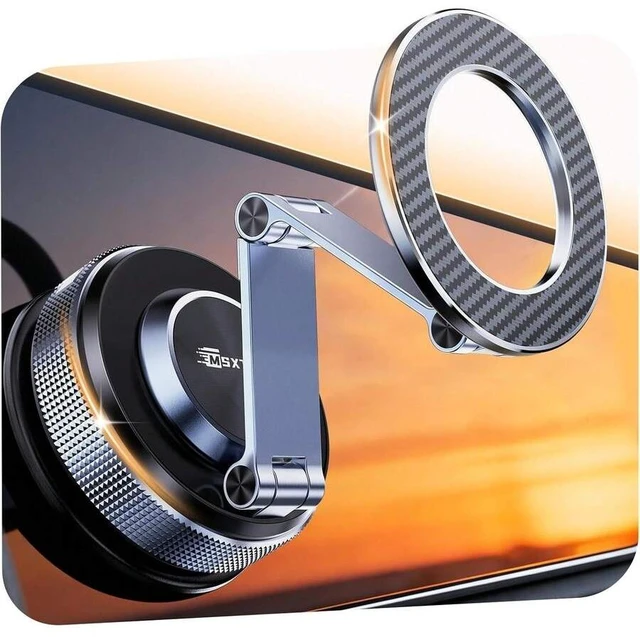 Alt view image 3 of 7 - Bks Car Phone Holder 360 Adjustable Magnetic Mount Foldable Zinc Alloy Magsafe Compatible iPhone 17 16 15 14 13 12 Plus