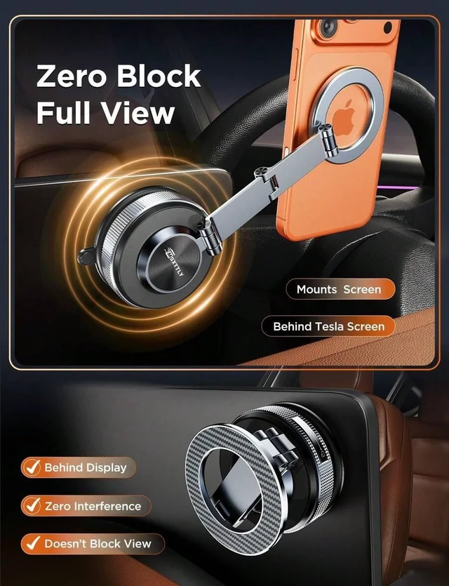 Alt view image 5 of 7 - Bks Car Phone Holder 360 Adjustable Magnetic Mount Foldable Zinc Alloy Magsafe Compatible iPhone 17 16 15 14 13 12 Plus