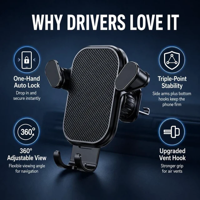 Alt view image 2 of 7 - Bks Gravity Car Phone Mount Air Vent Holder Universal Auto Lock Anti Shake Grip Stable Support For Driving Navigation Daily Use
