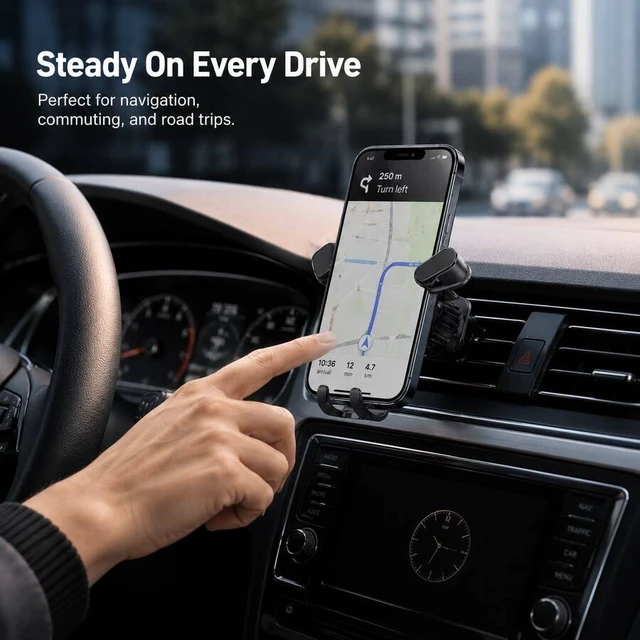 Alt view image 5 of 7 - Bks Gravity Car Phone Mount Air Vent Holder Universal Auto Lock Anti Shake Grip Stable Support For Driving Navigation Daily Use