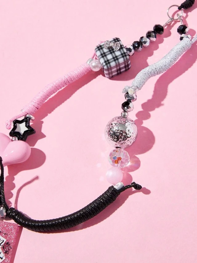 Alt view image 5 of 7 - Bks Stylish Cartoon Dog Acrylic Beaded Phone Chain Lanyard Pendant Key Holder for Mobile Devices Multicolor