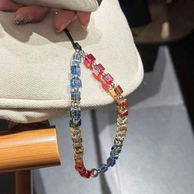 Alt view image 3 of 7 - Bks Multicolor Crystal Rainbow Gradient Phone Lanyard Square Handbag Charm Fashion Accessory Gift