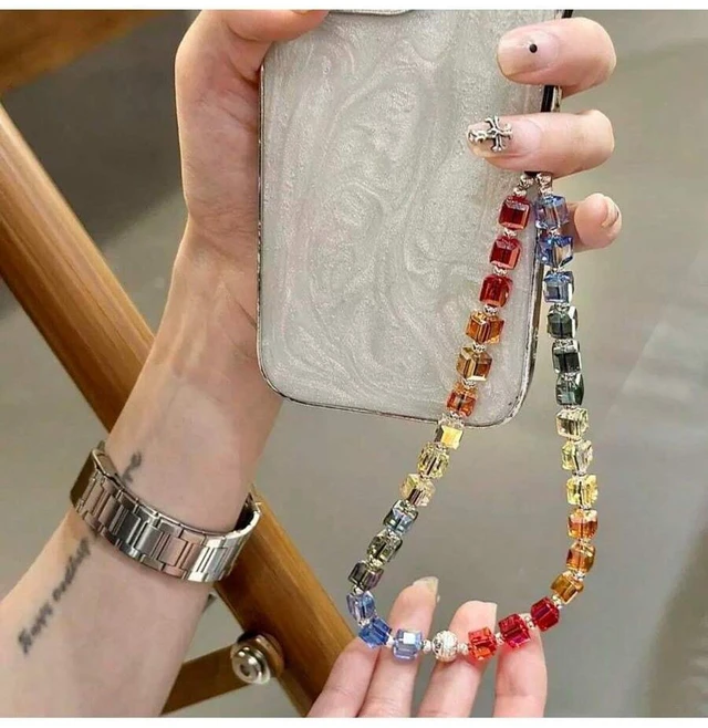 Main image of Bks Multicolor Crystal Rainbow Gradient Phone Lanyard Square Handbag Charm Fashion Accessory Gift