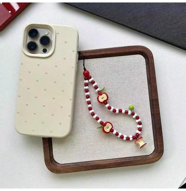 Alt view image 3 of 5 - Bks Half Apple Shaped Beaded Phone Lanyard Keychain Cute Camera Pendant Fresh Design Gift for Mother Family Friends Birthday Holiday