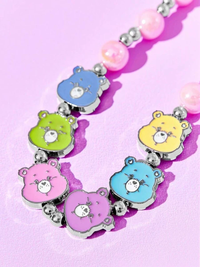 Alt view image 4 of 7 - Bks Cute Cartoon Pink Beaded Mobile Phone Lanyard Zinc Alloy Candy Bear Pendant Chain for Smartphones
