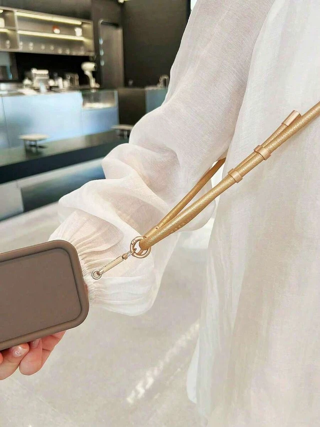 Alt view image 5 of 5 - Bks Adjustable Retractable PU Leather Phone Lanyard Necklace Strap, Durable Versatile Case Holder for Couples