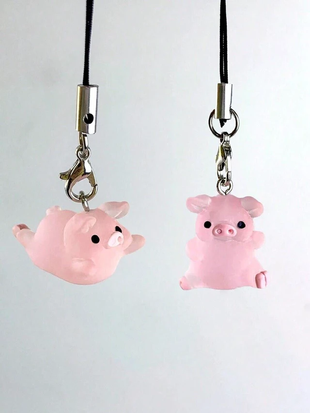 Main image of Bks 2pcs Pig Shaped Phone Lanyard Key Chain Holder for Phones Bags and Keys Gifts Lovely Suitable