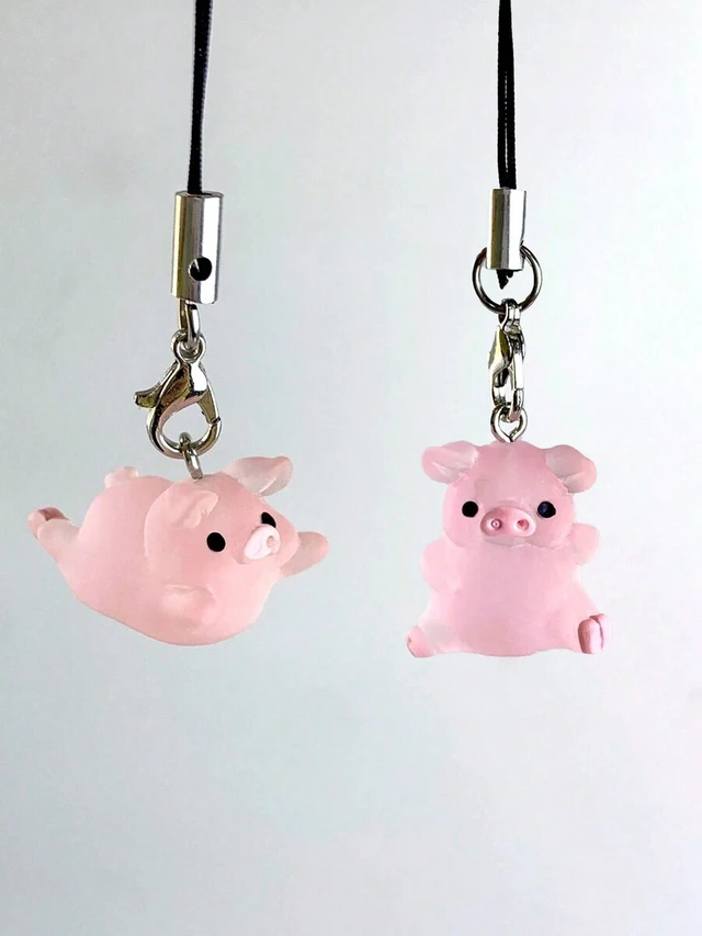 Alt view image 2 of 6 - Bks 2pcs Pig Shaped Phone Lanyard Key Chain Holder for Phones Bags and Keys Gifts Lovely Suitable