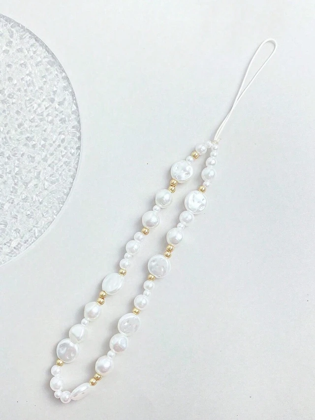 Alt view image 2 of 5 - Bks Women's Elegant Asymmetric Faux Pearl Phone Lanyard, Classic Charm Accessory for iPhone Samsung Android, Birthday Holiday Gift