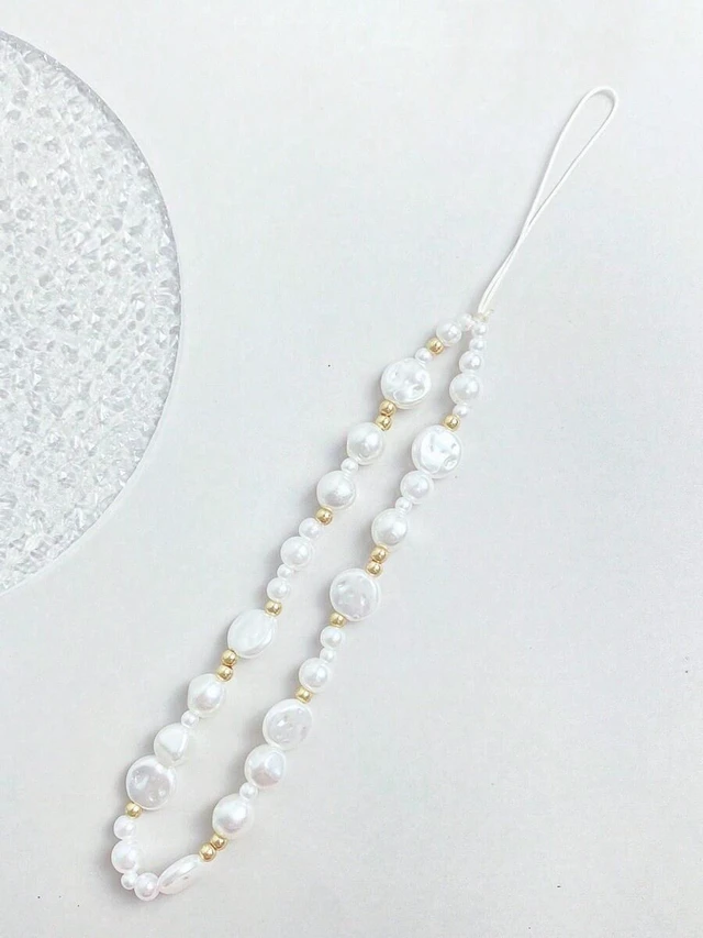 Alt view image 5 of 5 - Bks Women's Elegant Asymmetric Faux Pearl Phone Lanyard, Classic Charm Accessory for iPhone Samsung Android, Birthday Holiday Gift