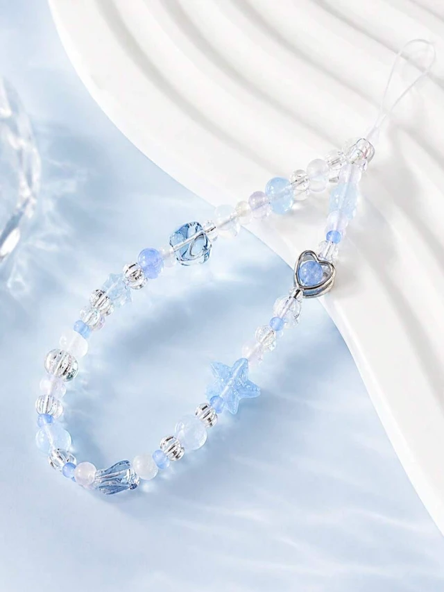Alt view image 2 of 7 - Bks 1pc Klein Blue Star Heart Crystal Phone Lanyard Strap Compatible With Android Most Smartphones Cute Gift For Mother Family Friends