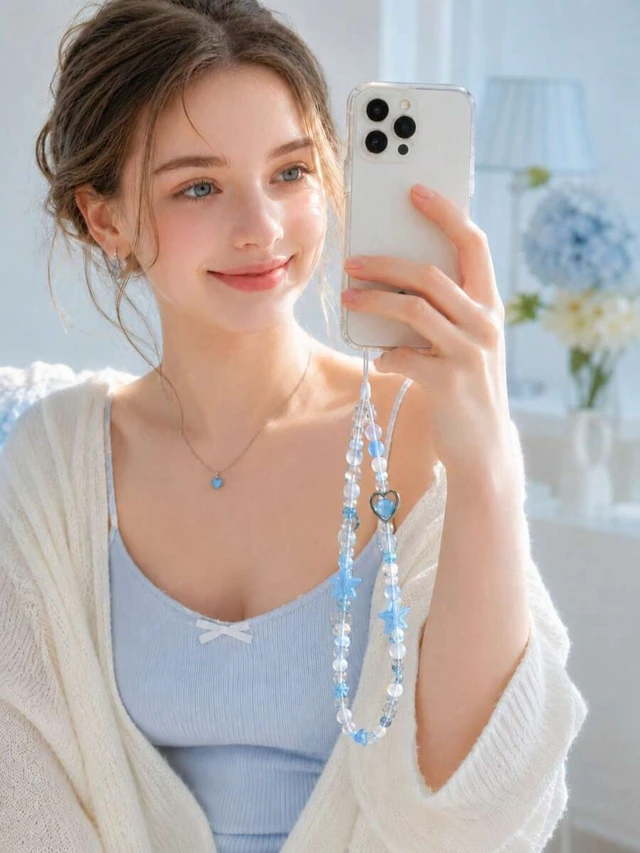 Alt view image 5 of 7 - Bks 1pc Klein Blue Star Heart Crystal Phone Lanyard Strap Compatible With Android Most Smartphones Cute Gift For Mother Family Friends