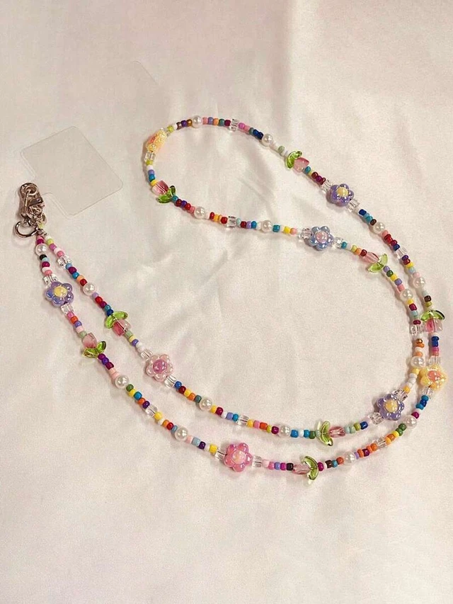 Alt view image 4 of 7 - Bks Tulip Floral Detachable Phone Lanyard Strap, Beaded Bag Chain Accessory, Design Compatible With Android And Most Smartphone,Gifts For Mother, Family, Friends, Birthday, Holiday Phone Chain