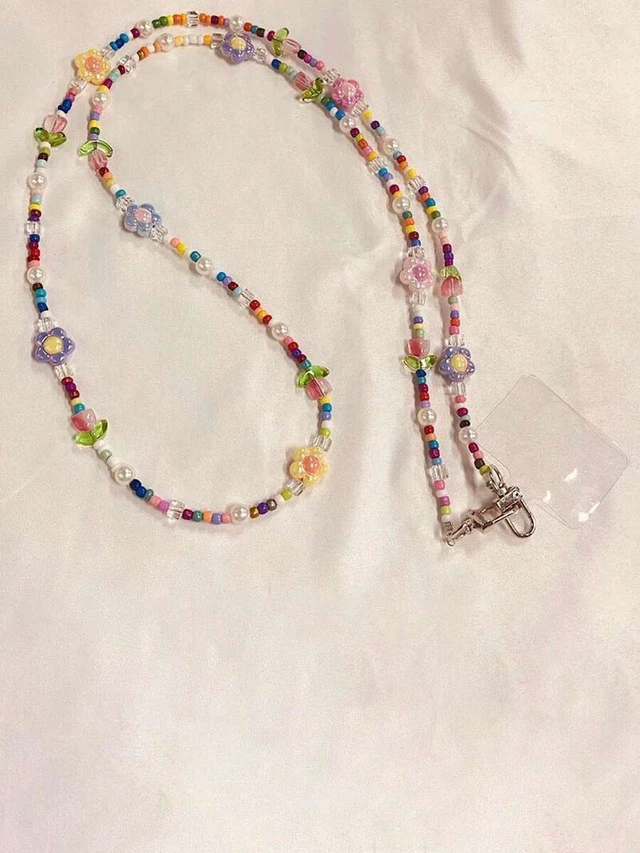 Alt view image 5 of 7 - Bks Tulip Floral Detachable Phone Lanyard Strap, Beaded Bag Chain Accessory, Design Compatible With Android And Most Smartphone,Gifts For Mother, Family, Friends, Birthday, Holiday Phone Chain