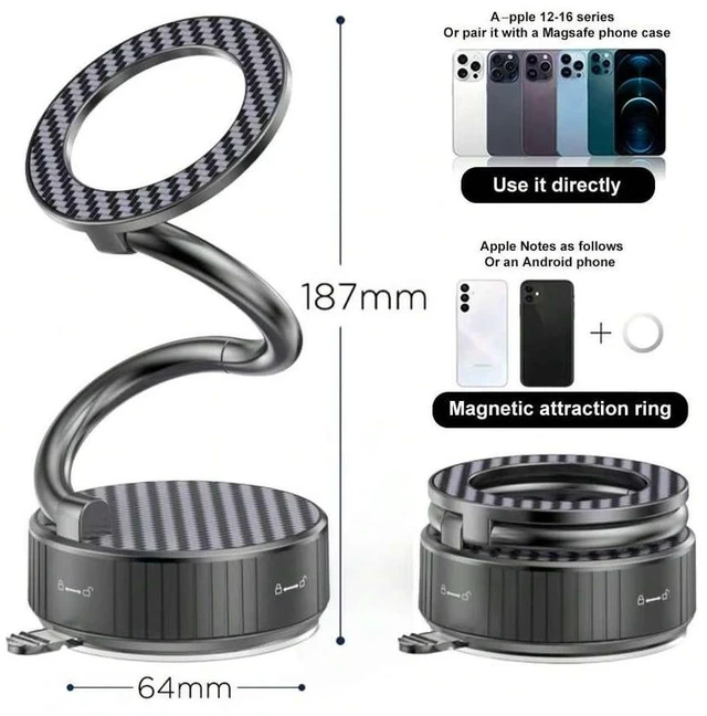 Main image of Bks Adjustable Magnetic Suction Cup Car Phone Holder Anti-Shake Navigation Rotating Foldable Mount for Smartphone GPS