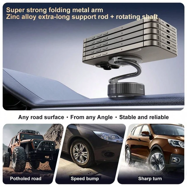 Alt view image 3 of 7 - Bks Adjustable Magnetic Suction Cup Car Phone Holder Anti-Shake Navigation Rotating Foldable Mount for Smartphone GPS