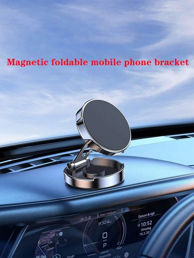 Alt view image 2 of 7 - Bks 720° Foldable Magnetic Car Phone Holder All-Metal Strong Magnet Adhesive Navigation For Dashboards 360° Rotation Portrait Landscape