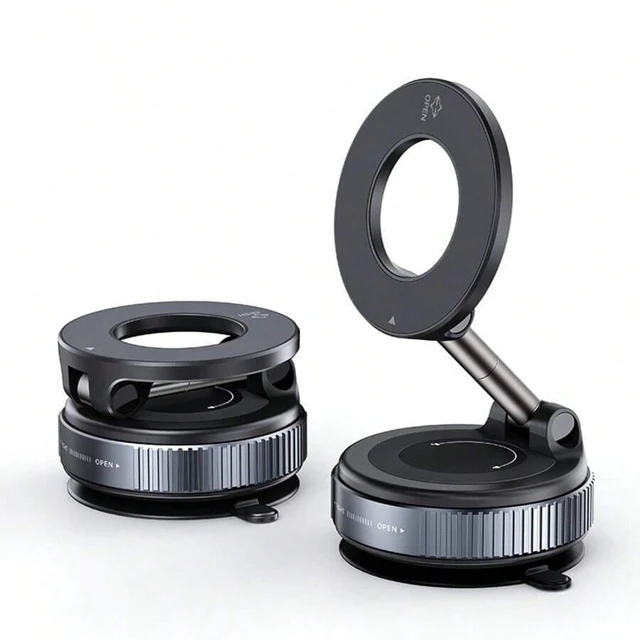 Main image of Bks Adjustable Suction Cup Car Phone Holder Magnetic Mount 360 Rotation Foldable for Navigation Kitchen Bathroom with Ring