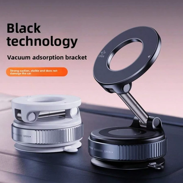 Alt view image 2 of 5 - Bks Adjustable Suction Cup Car Phone Holder Magnetic Mount 360 Rotation Foldable for Navigation Kitchen Bathroom with Ring