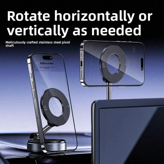 Alt view image 3 of 5 - Bks Adjustable Suction Cup Car Phone Holder Magnetic Mount 360 Rotation Foldable for Navigation Kitchen Bathroom with Ring