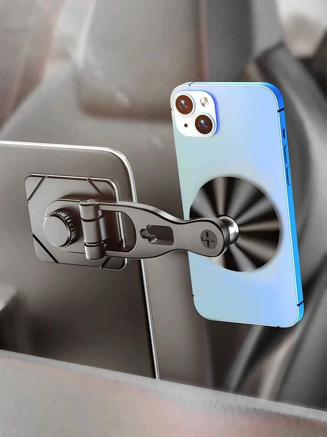 Alt view image 3 of 7 - Bks Magnetic Car Phone Holder Alloy 720 Rotation Strong Adsorption Sticky Base Dashboard Windshield Console Mount Smartphone