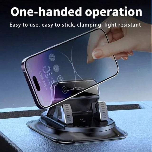 Alt view image 4 of 7 - Bks 360° Rotating Portable Anti-Slip Car Phone Holder, Horizontal & Vertical Use, Strong Adhesive Dashboard Mount for Office Home