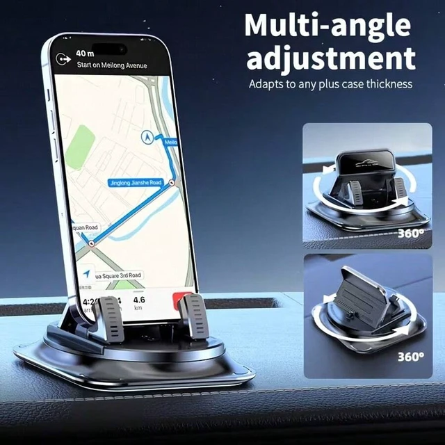 Alt view image 5 of 7 - Bks 360° Rotating Portable Anti-Slip Car Phone Holder, Horizontal & Vertical Use, Strong Adhesive Dashboard Mount for Office Home