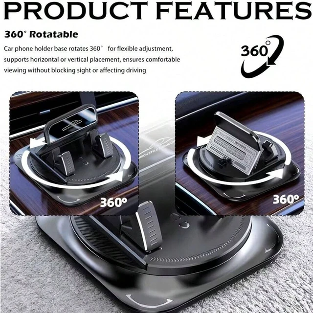 Alt view image 6 of 7 - Bks 360° Rotating Portable Anti-Slip Car Phone Holder, Horizontal & Vertical Use, Strong Adhesive Dashboard Mount for Office Home