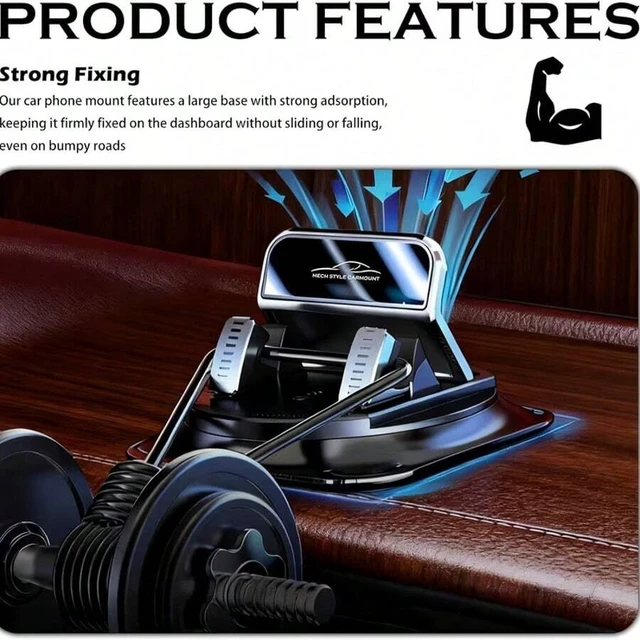 Alt view image 7 of 7 - Bks 360° Rotating Portable Anti-Slip Car Phone Holder, Horizontal & Vertical Use, Strong Adhesive Dashboard Mount for Office Home