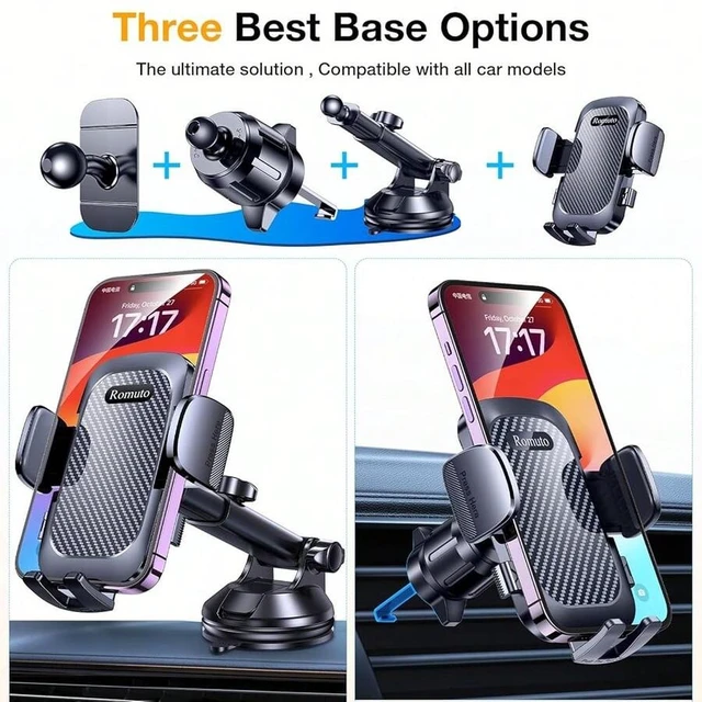 Alt view image 2 of 7 - Bks Car Phone Holder Mount Super Suction Windshield Vent Dashboard Pad Stand GPS Truck Dash for iPhone Android Universal