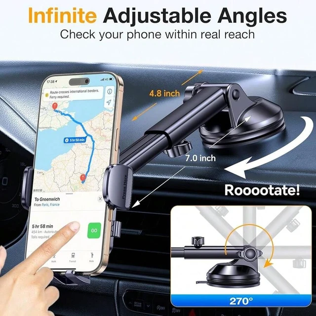 Alt view image 5 of 7 - Bks Car Phone Holder Mount Super Suction Windshield Vent Dashboard Pad Stand GPS Truck Dash for iPhone Android Universal