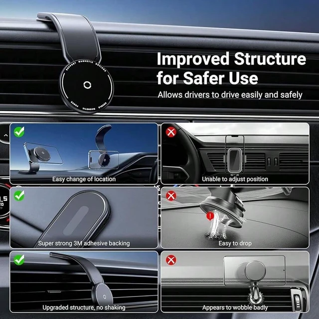 Alt view image 5 of 7 - Bks Magnetic Car Phone Holder Bendable Aluminum Arm Dashboard Windshield Mount 18 Strong Magnets Compatible iPhone 16 15 14 13 12 Series
