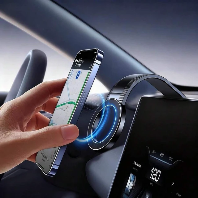 Alt view image 2 of 7 - Bks Magnetic Car Phone Holder Flexible Aluminum Arm Dashboard Windshield Mount 360 Rotation Compatible iPhone 17 Air 16 15 14 13 12 Series All Phones