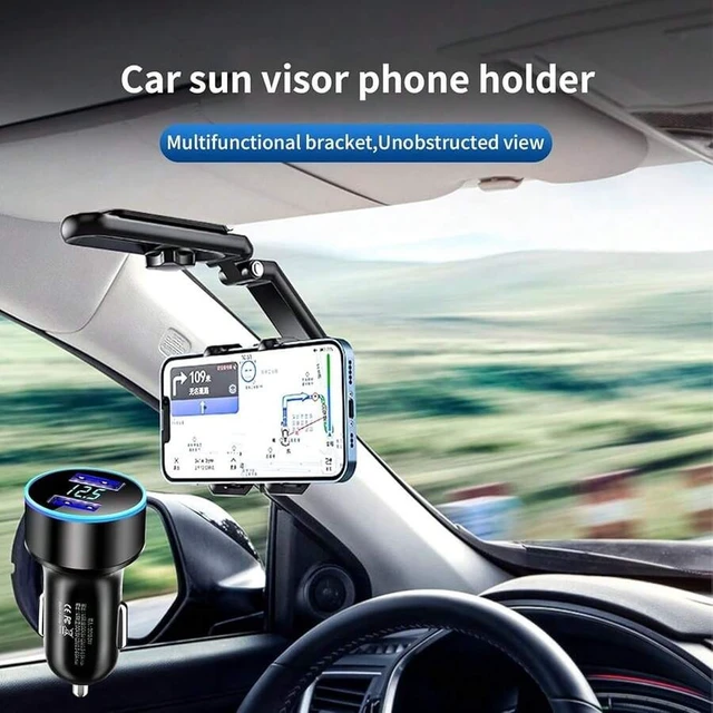 Alt view image 2 of 7 - Bks Rotatable Retractable Car Phone Mount Holder Rearview Mirror Sun Visor Universal for iPhone Android Smartphones