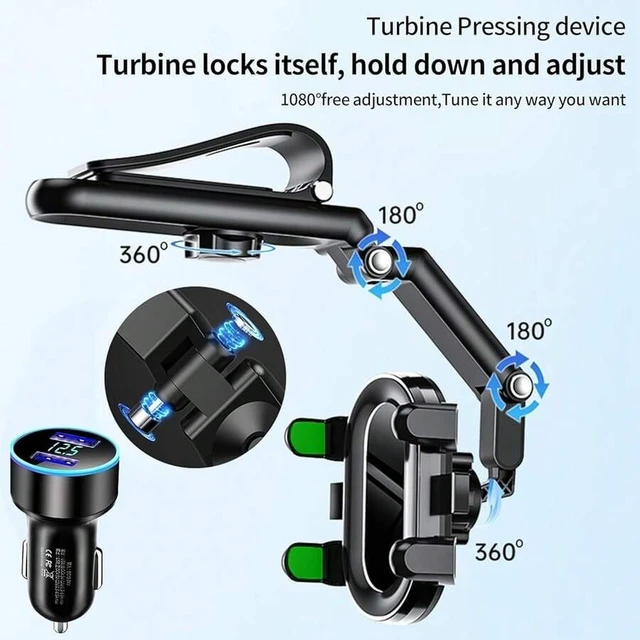 Alt view image 3 of 7 - Bks Rotatable Retractable Car Phone Mount Holder Rearview Mirror Sun Visor Universal for iPhone Android Smartphones