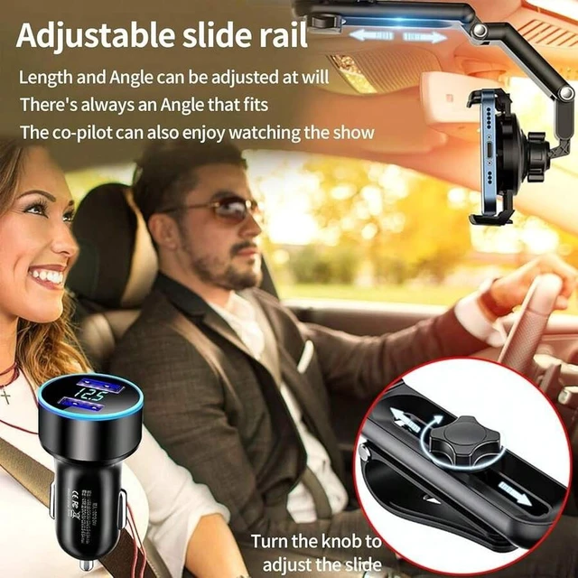 Alt view image 6 of 7 - Bks Rotatable Retractable Car Phone Mount Holder Rearview Mirror Sun Visor Universal for iPhone Android Smartphones