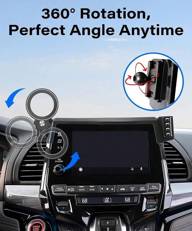 Alt view image 4 of 7 - Bks Car Phone Holder For Odyssey 2018-2024 8 Inch Touch Screen MagSafe Clip Mount 360 Rotation