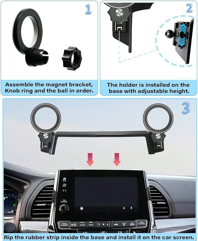 Alt view image 6 of 7 - Bks Car Phone Holder For Odyssey 2018-2024 8 Inch Touch Screen MagSafe Clip Mount 360 Rotation
