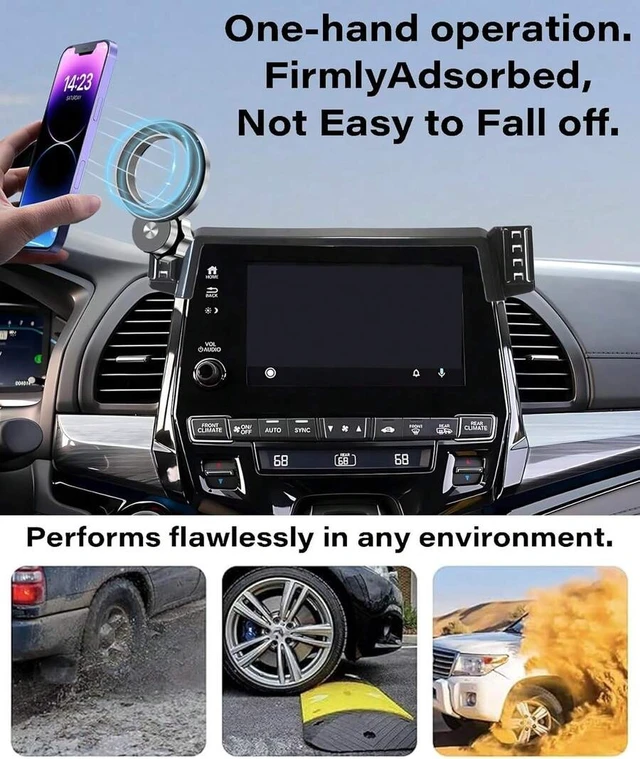 Alt view image 3 of 7 - Bks Car Phone Holder For Odyssey 2018-2024 8 Inch Touch Screen MagSafe Clip Mount 360 Rotation