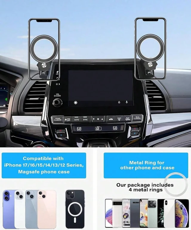 Alt view image 7 of 7 - Bks Car Phone Holder For Odyssey 2018-2024 8 Inch Touch Screen MagSafe Clip Mount 360 Rotation
