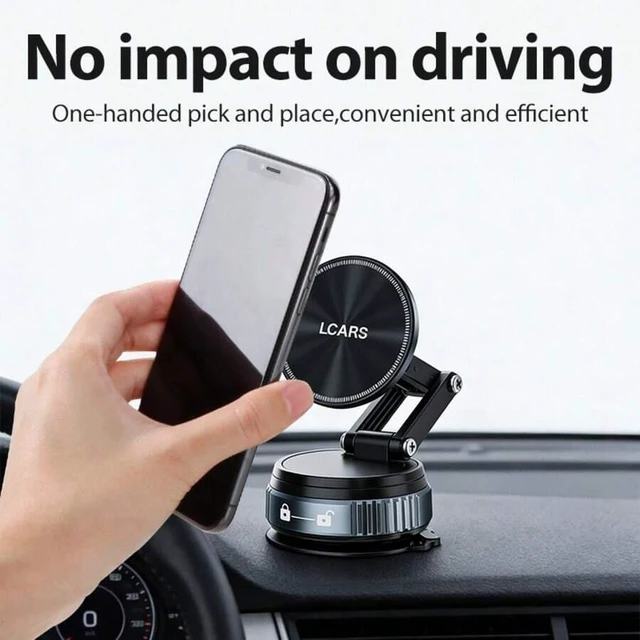 Alt view image 4 of 7 - Bks Car Phone Holder 360 Rotating Magnetic Head Vacuum Suction Cup Dual Mode Foldable Dashboard Compact Storage Durable Multi-Scenario