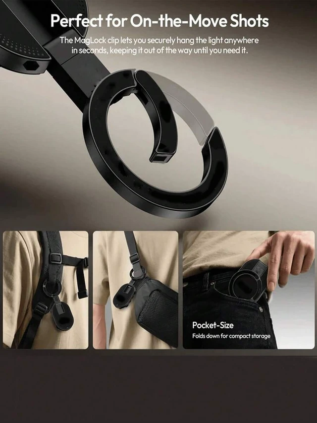 Alt view image 7 of 7 - Bks 3-In-1 Magnetic Phone Mount - 360° Rotating Foldable Car Holder, Dashboard Air Vent Backpack Clip, MagSafe Compatible Universal Design Portable Travel Essential