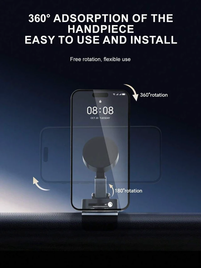 Alt view image 5 of 7 - Bks Multi Functional Magnetic Adjustable Horizontally Mounted Car Phone Holder With Cushion, Suitable For All Phones, Waterproof ABS Material, Fashionable Car Accessories | Textured Surface Design Com