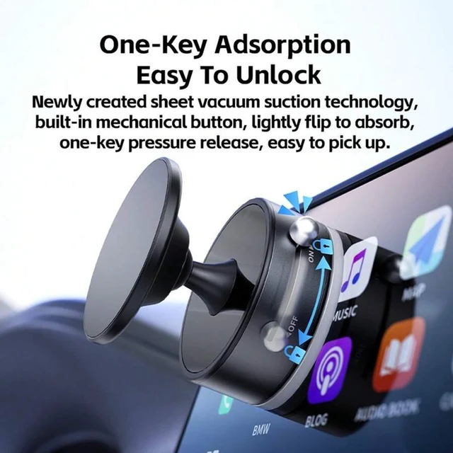 Alt view image 5 of 7 - Bks Vacuum Magnetic Phone Stand, 360°Adjustable Car Holder With Suction Cup For Magsafe Compatible IPhone 17/16/15 Android Smartphones Universal